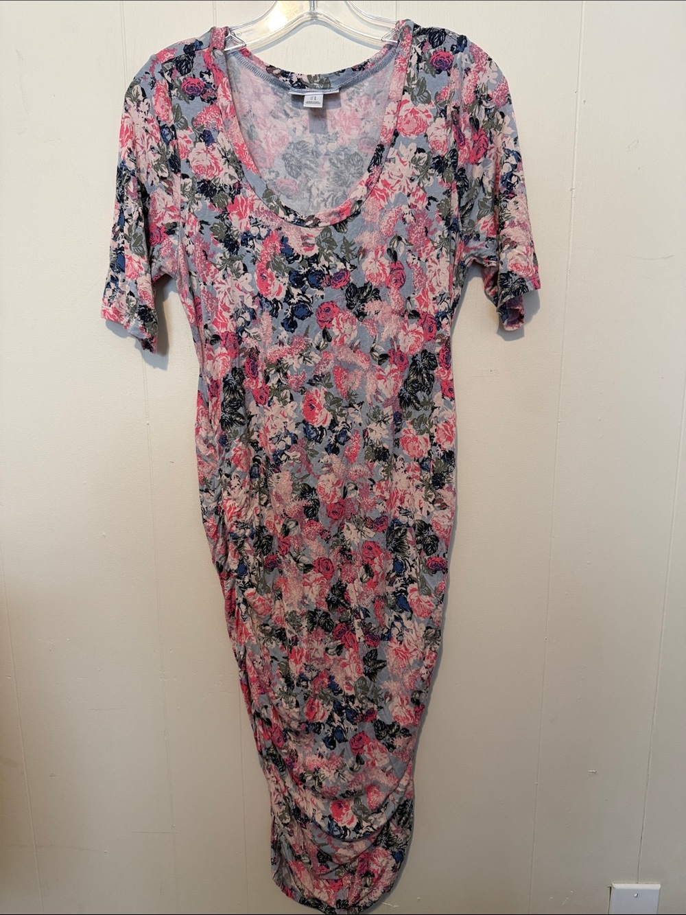 Motherhood Pink and Blue Floral Midi Dress